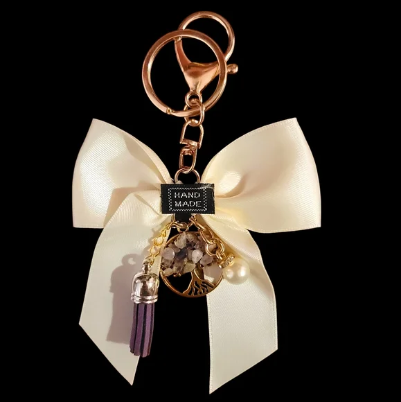 Crystal Tree Of Life Satin Bow Bag Charm - Picture 2 of 3